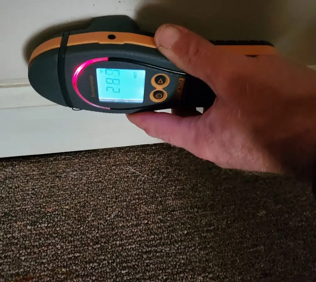 Moisture detection at baseboard during Sewage Cleanup & Sanitation in Five Forks
